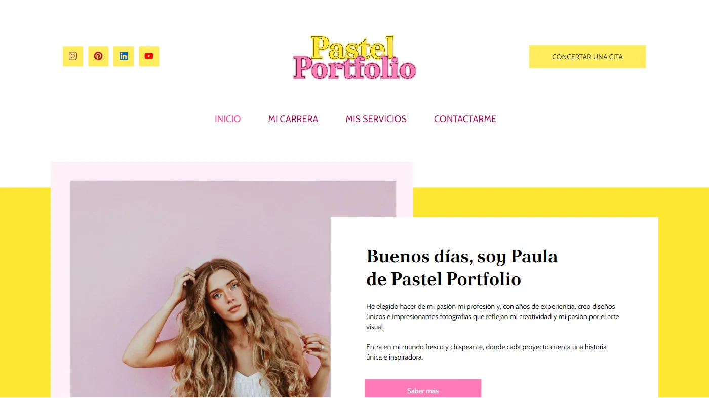 Plantilla para la creación de páginas web sobre (ES) Pastel Portfolio