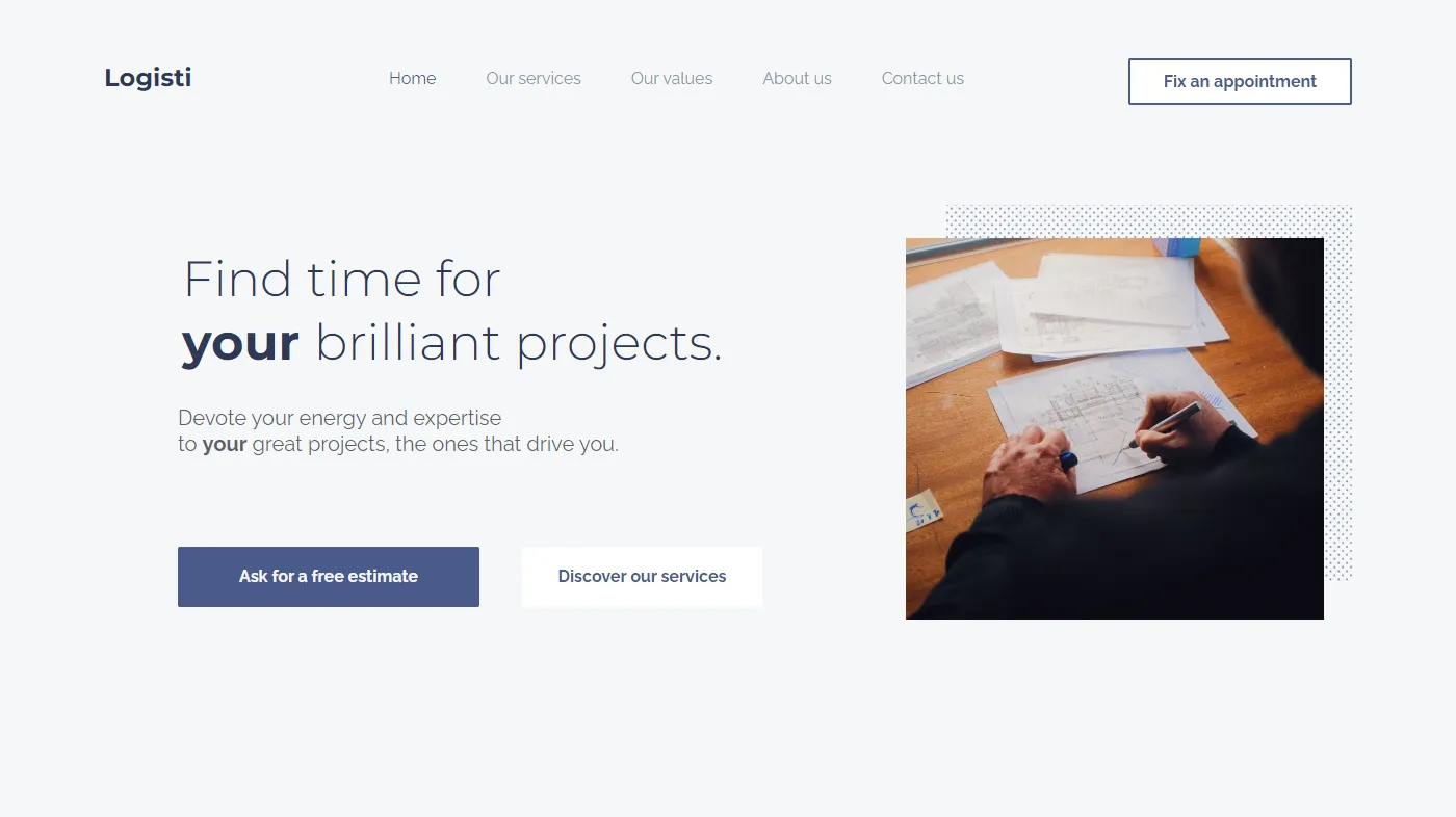 Theme for website creation of Logisti