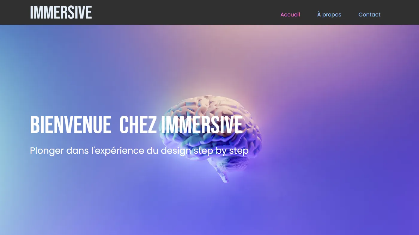 Theme for website creation of Immersive
