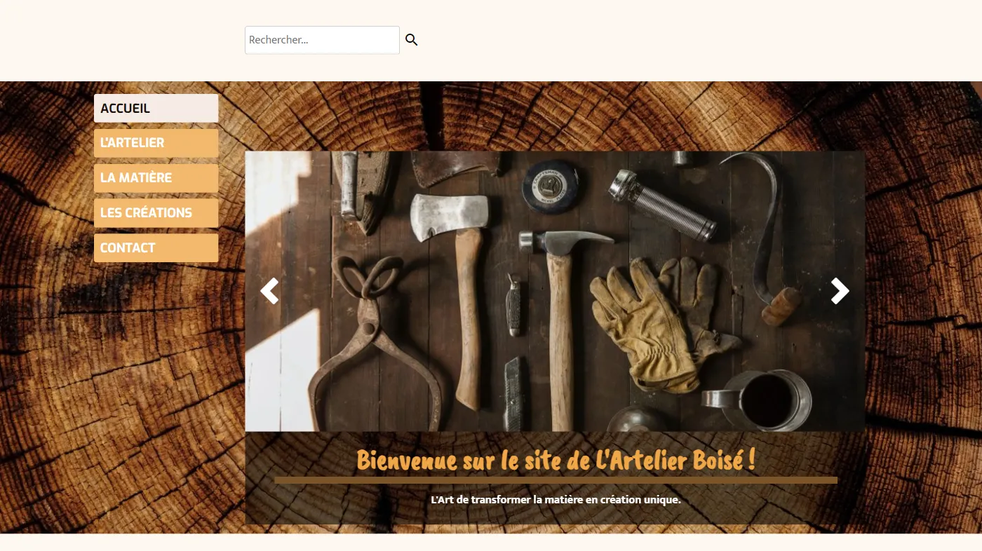 Thème pour la création de site de Atelier bois