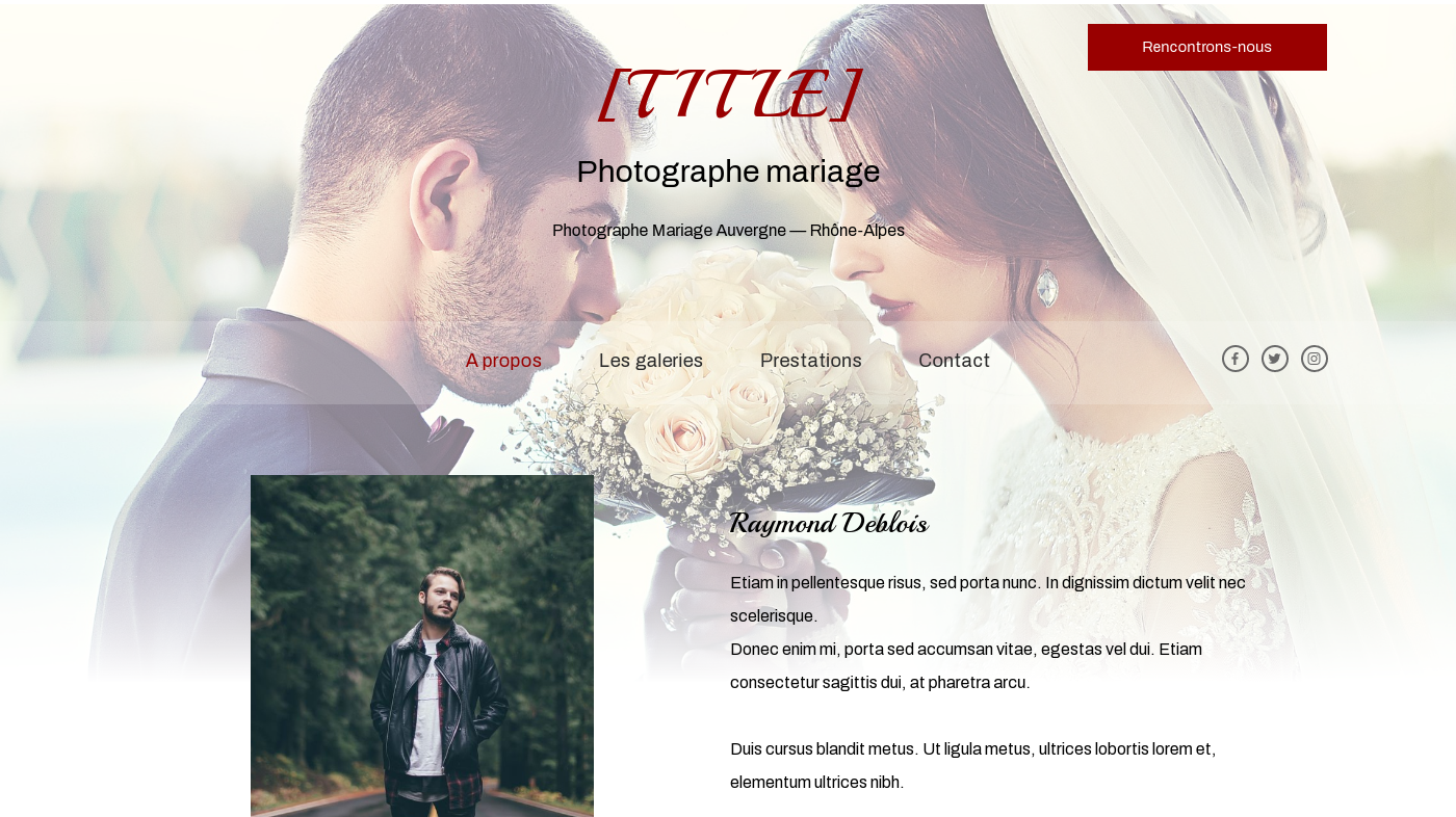 Thème pour la création de site de Photographe mariage