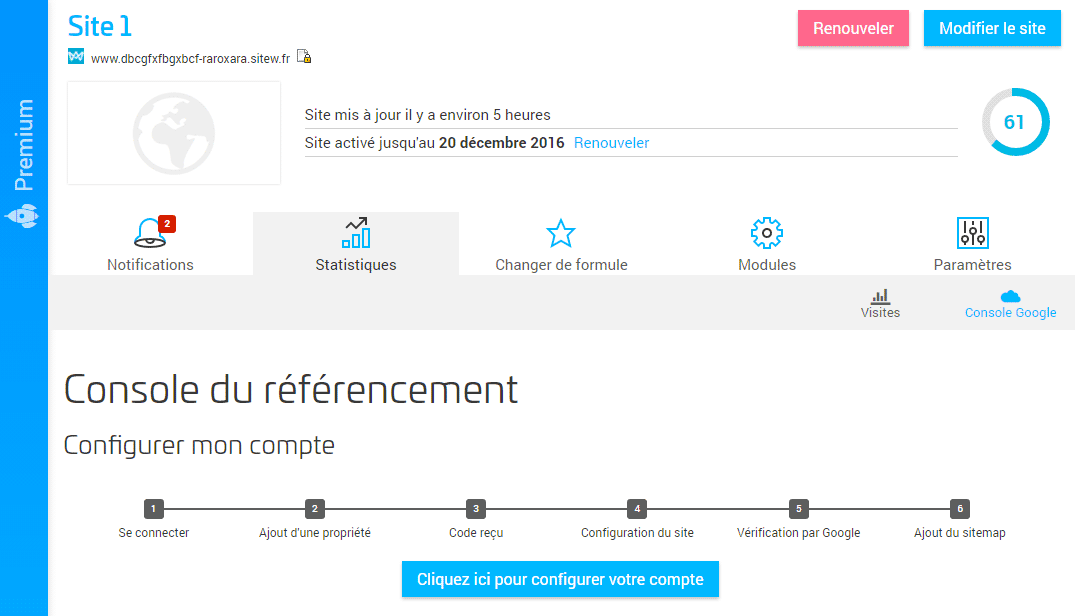console du referencement sitew