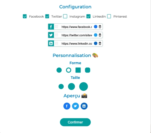 module reseaux sociaux - sitew