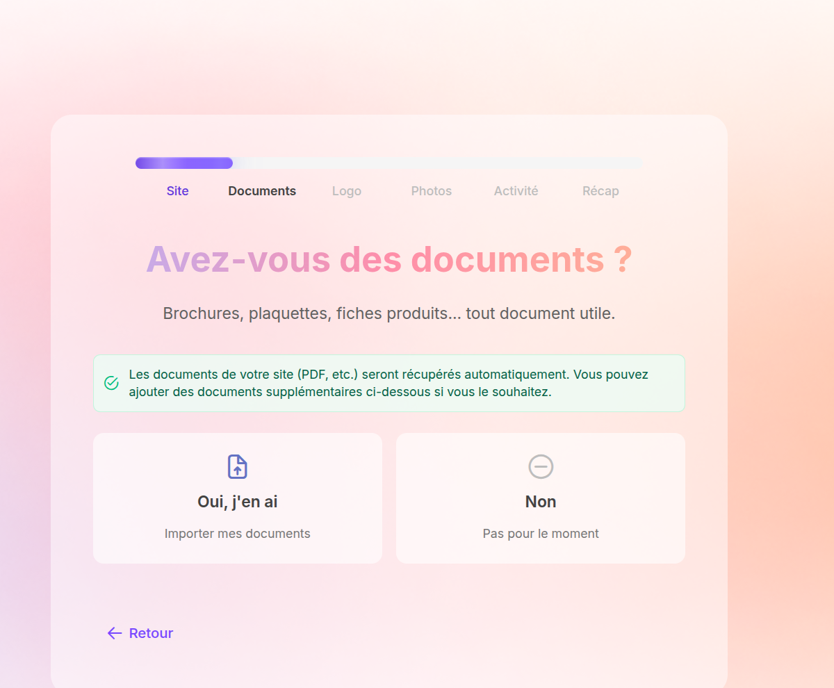 Ajout de documents complémentaires lors de l'import d'un site Wix vers SiteW